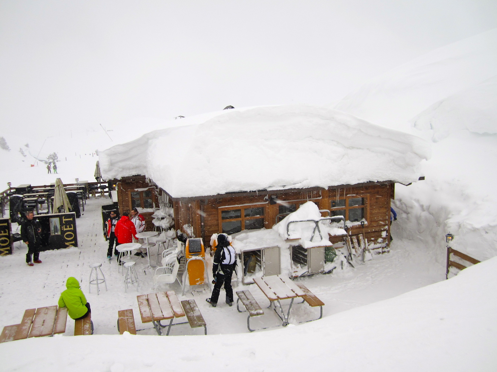 a Champagne bar dug out after a heavy snow or 'nevazo'