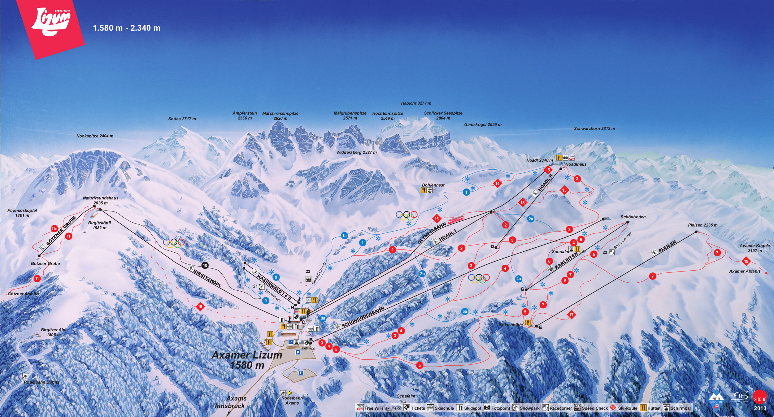 Innsbruck Skiing And Snowboarding Innsbruck Ski Lifts Terrain And Trail Maps 4815