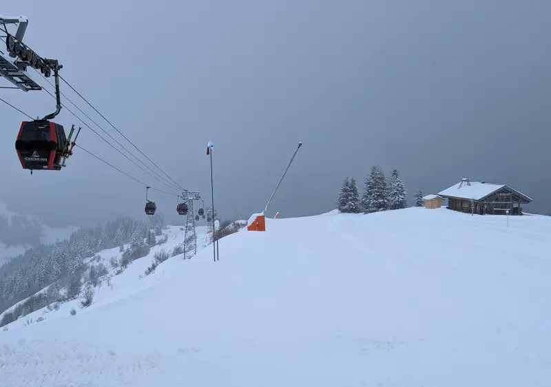 Les Contamines Hauteluce ski resort in France is deserted early on mid-week days