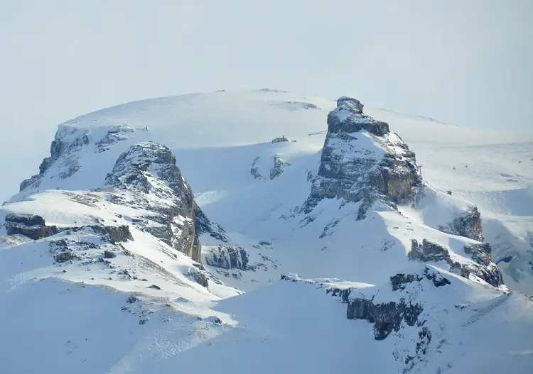 Upper mountain glacier ski terrain on Titlis at Engelberg ski resort