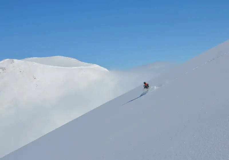 Freeride powder skiing at Erciyes on a perfect February day