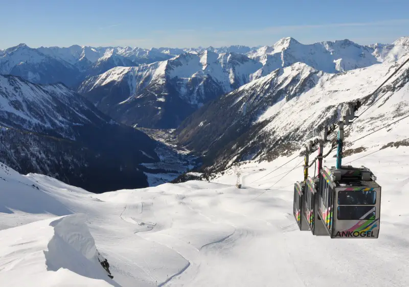 Ankogel ski resort rises above the village of Mallnitz in Carinthia Austria