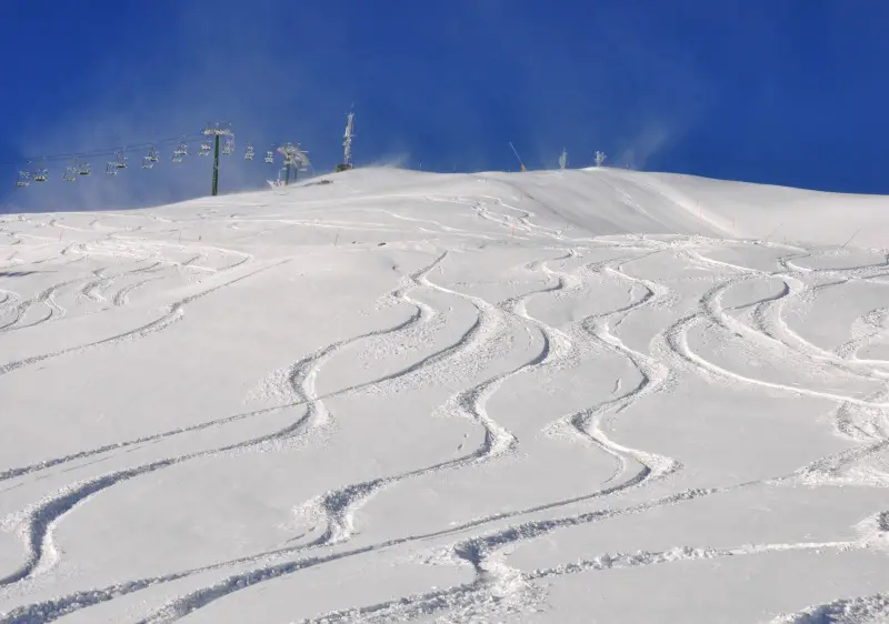 Morning powder session on Chaz Dura at La Thuile ski resort